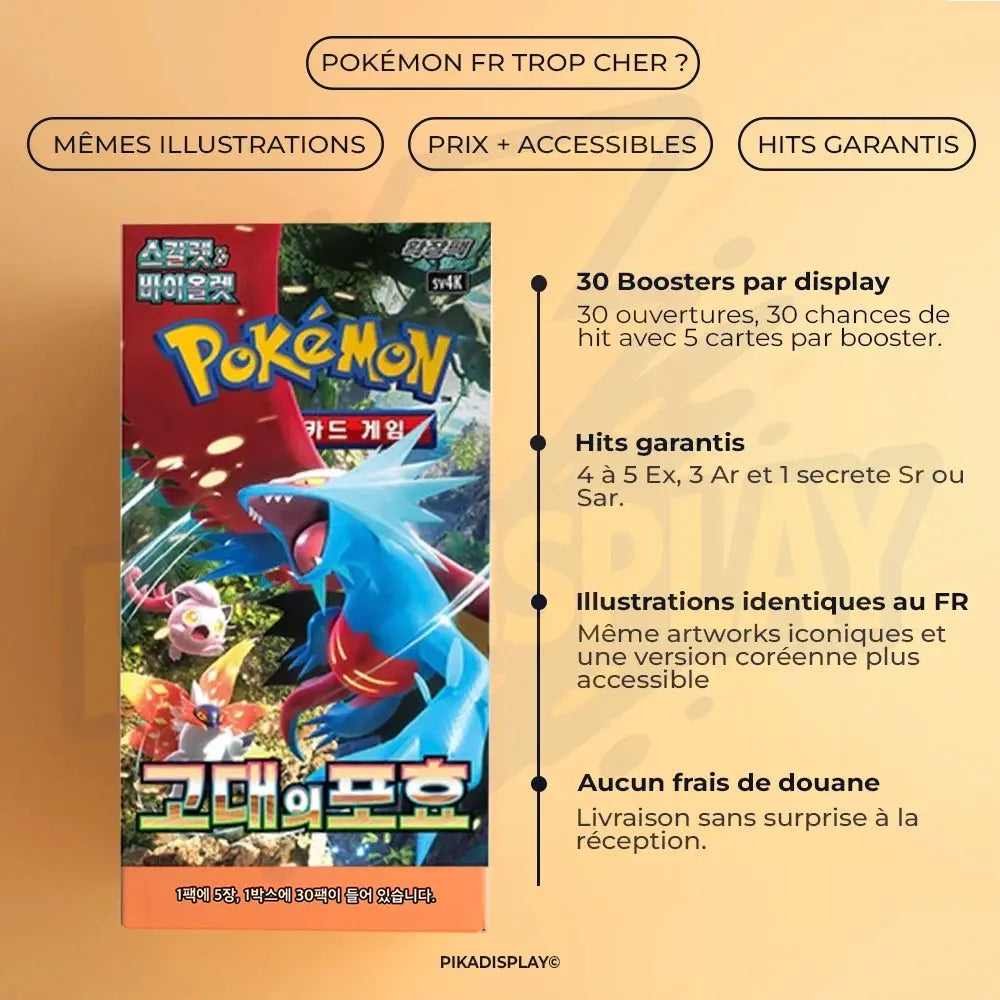 Display Pokémon Coréen SV4k – 30 Boosters Officielles PIKADISPLAY