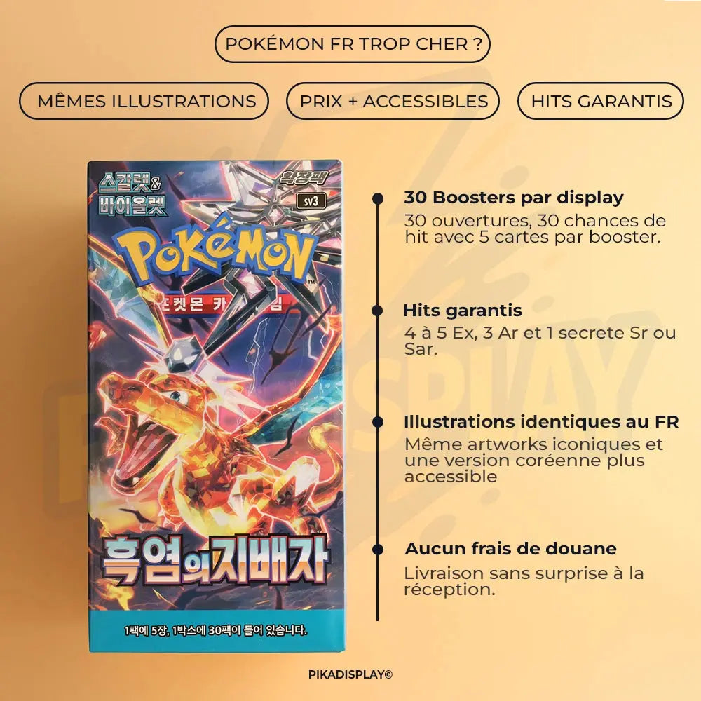 Display Pokémon Black Flame Ruler coréen SV3 PIKADISPLAY