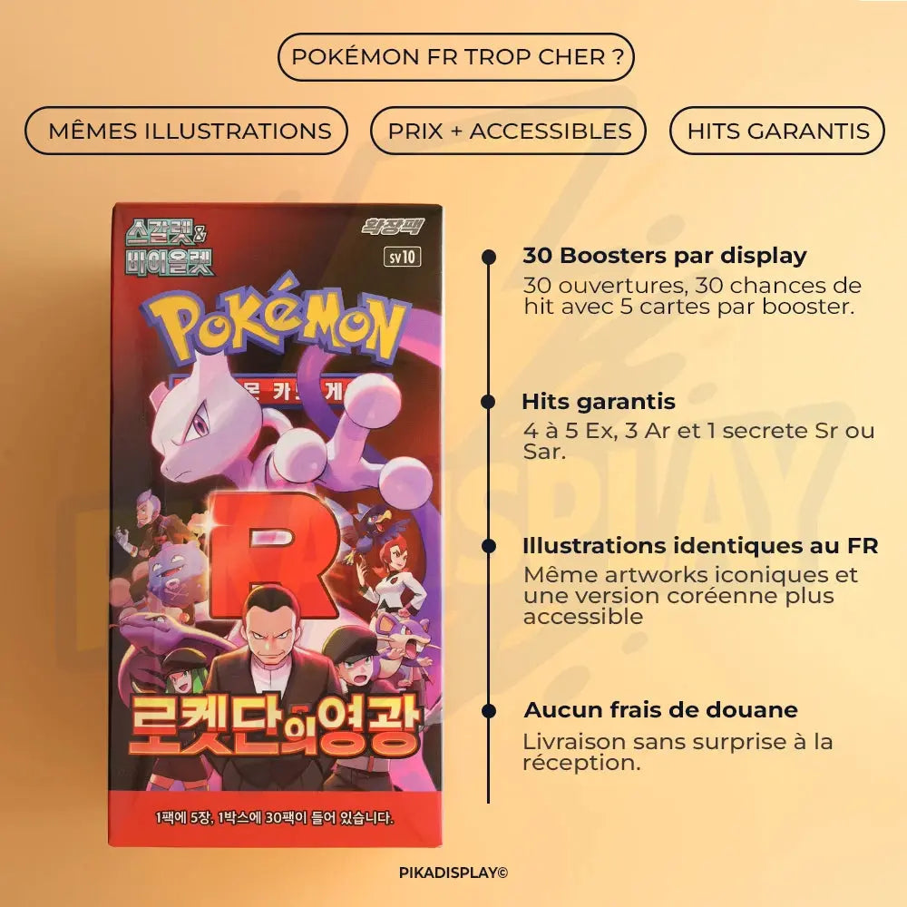 Pack Duo Pokémon Coréen – Glory of Team Rocket SV10 + Heat Wave Arena SV9A PIKADISPLAY